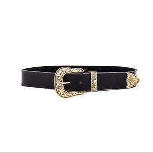 B-LOW THE BELT Frank Leather Belt / Black Gold / Size Small